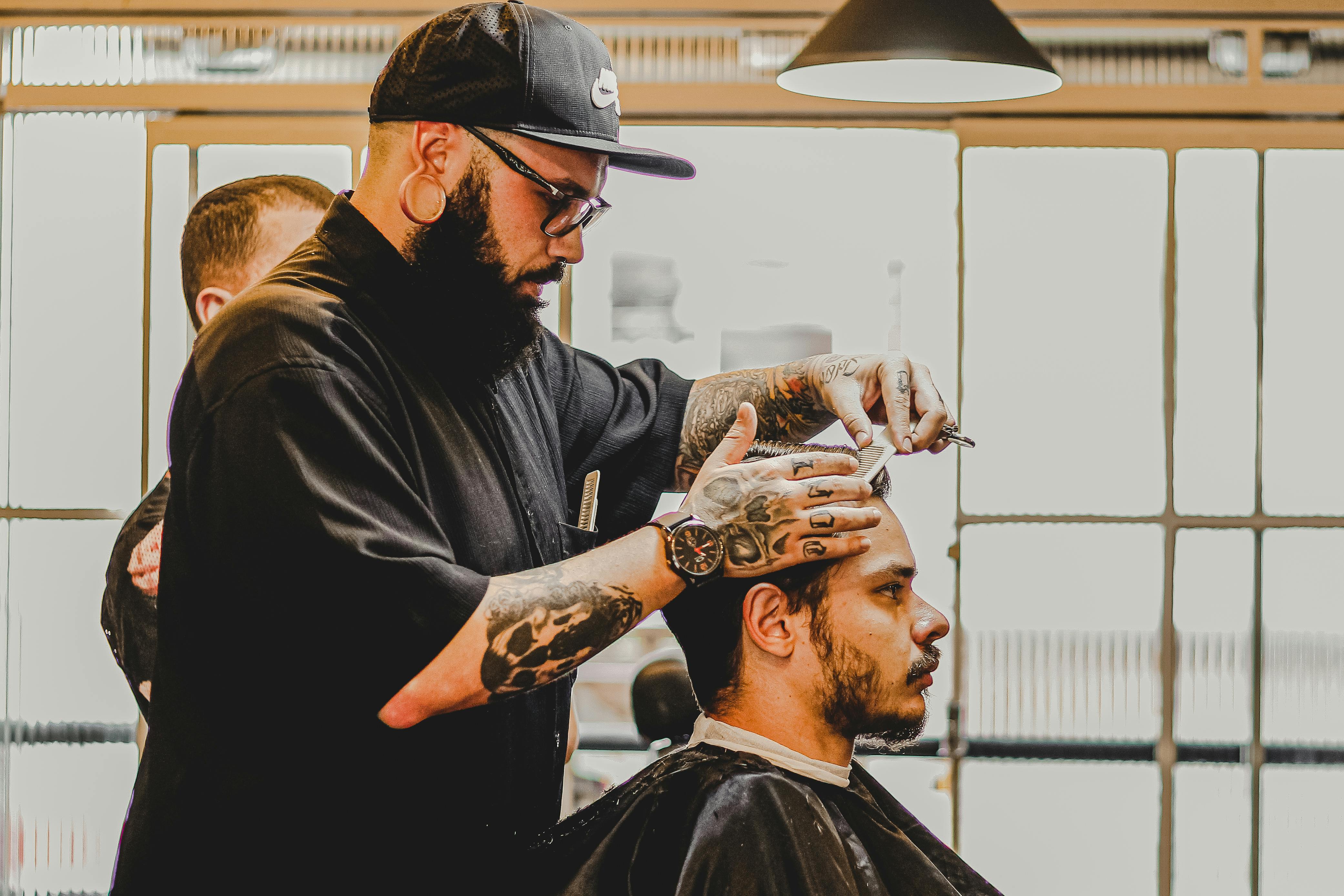 Scissor work and texture detail during a haircut